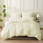 Double Duvet Cover Plain Dyed Percale Soft Bedding Set with 2 Pillowcases Premium King Size 3 Piece Duvet Quilt Cover Set Navy Cream - 4A's Global