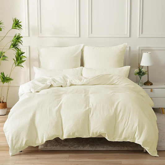 Double Duvet Cover - Plain Dyed Percale Duvet Quilt Cover Navy Solid Soft Double Bedding Duvet Cover Set with 2 Matching Pillowcases Premium King-Size Duvet Cover Set – Navy Percale, 3-Piece - Cream - 4A's Global