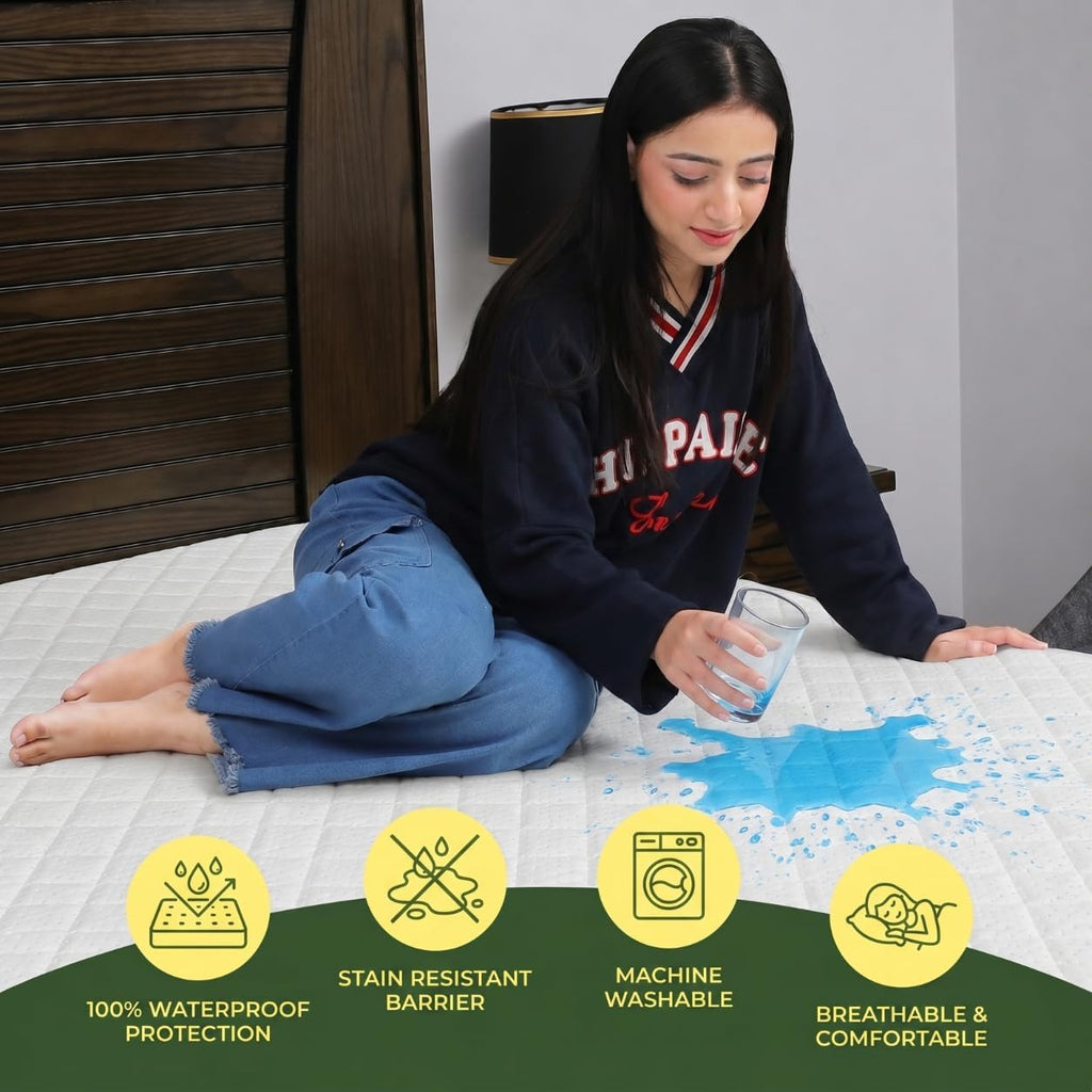 Cooling Bamboo Waterproof Mattress Protector – Hypoallergenic & Noise-Free Fitted Cover