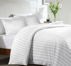 Satin Stripe Duvet Cover Set Hotel Quality Bedding, Hypoallergenic All Sizes - 4AS