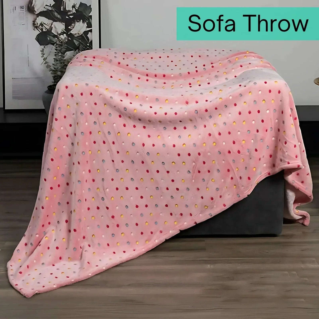 Polka Dot Fleece Throw – Ultra Plush Microfiber Blanket for Sofa, Bed &amp; Pets Super Soft Glow-in-the-Dark - 4A's Global