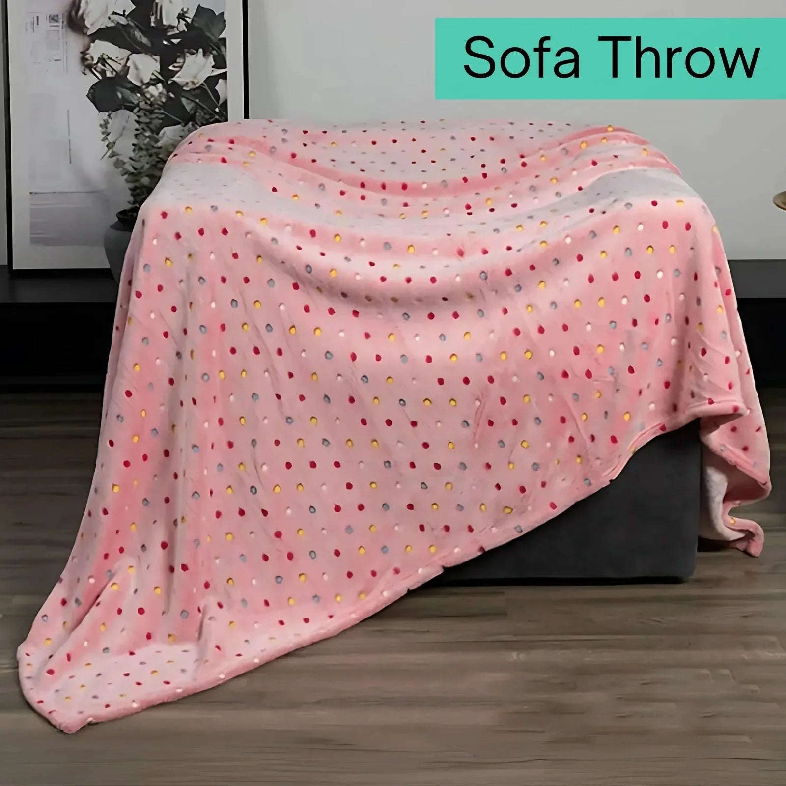 Polka Dot Fleece Throw – Ultra Plush Microfiber Blanket for Sofa, Bed &amp; Pets Super Soft Glow-in-the-Dark - 4A's Global