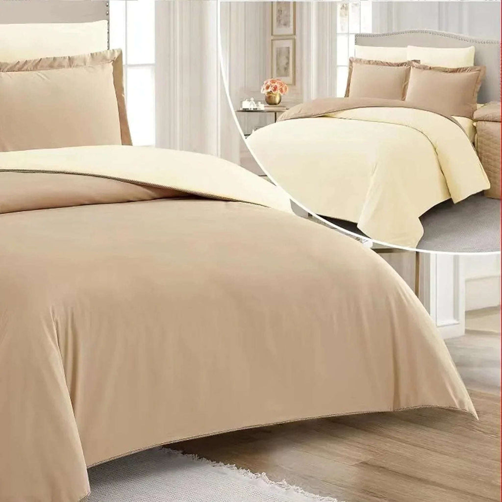 Reversible & Plain Duvet Cover and Matching Pillowcase Set –  Elegant, Soft & Durable Bedding 4A's Global