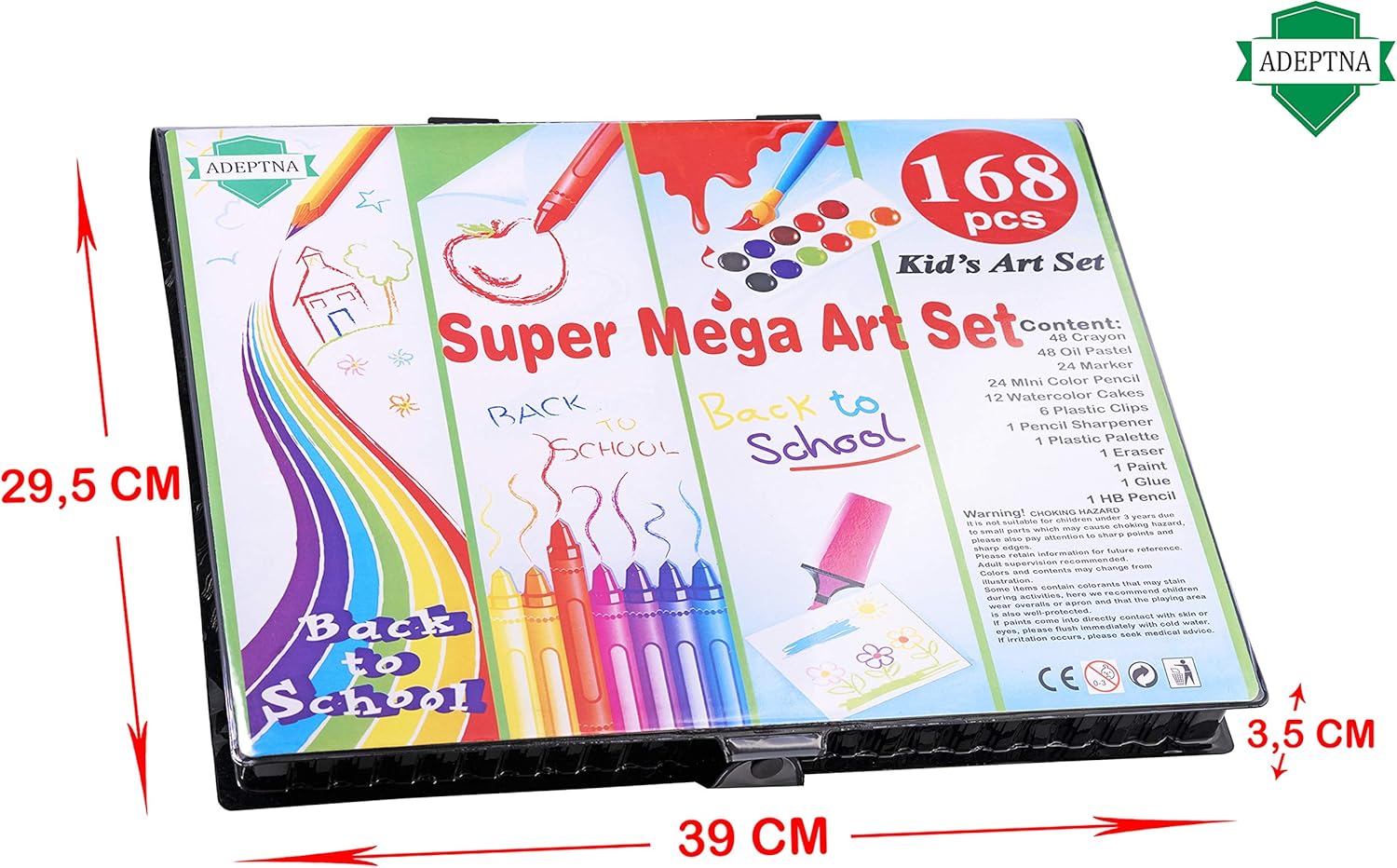 ADEPTNA 168 PCS JUMBO ARTIST SET - CHILDRENS COLOURING SET - INCLUDES A PORTABLE CARRY CASE PERFECT AS KIDS AND CHILDREN GIFT XMAS - 4A's Global