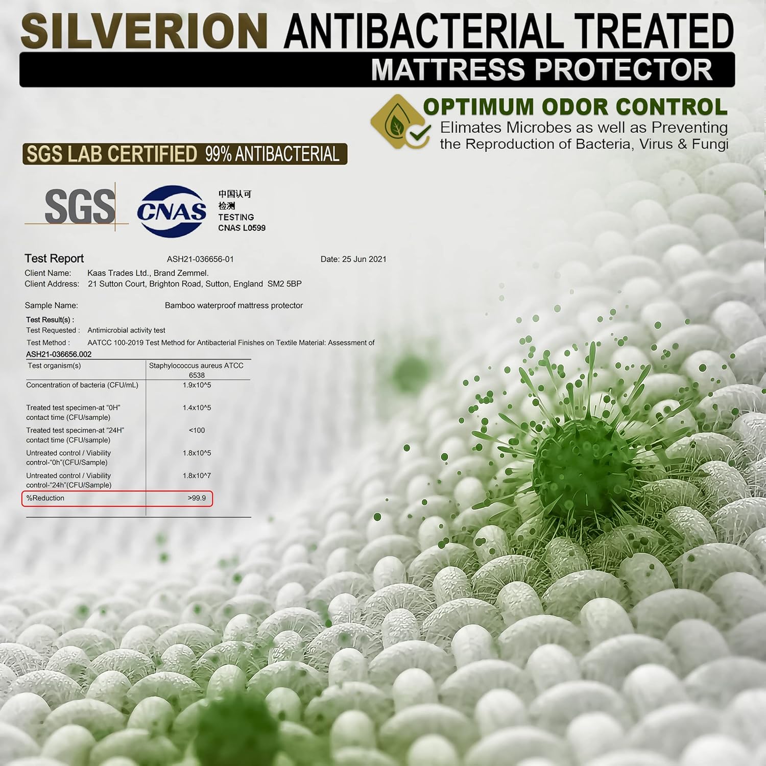 Bamboo Mattress Protector 3D Air Layer Cooling Silver ION Antibacterial, Silver ION , All UK Sizes - Zemmel - 4A's Global