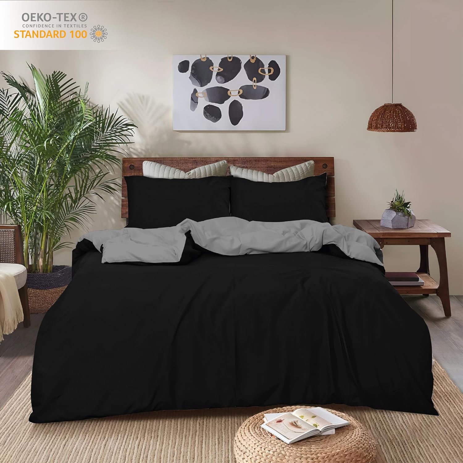 4AS Reversible Duvet Cover Set – Pink and Black Luxury Bedding
