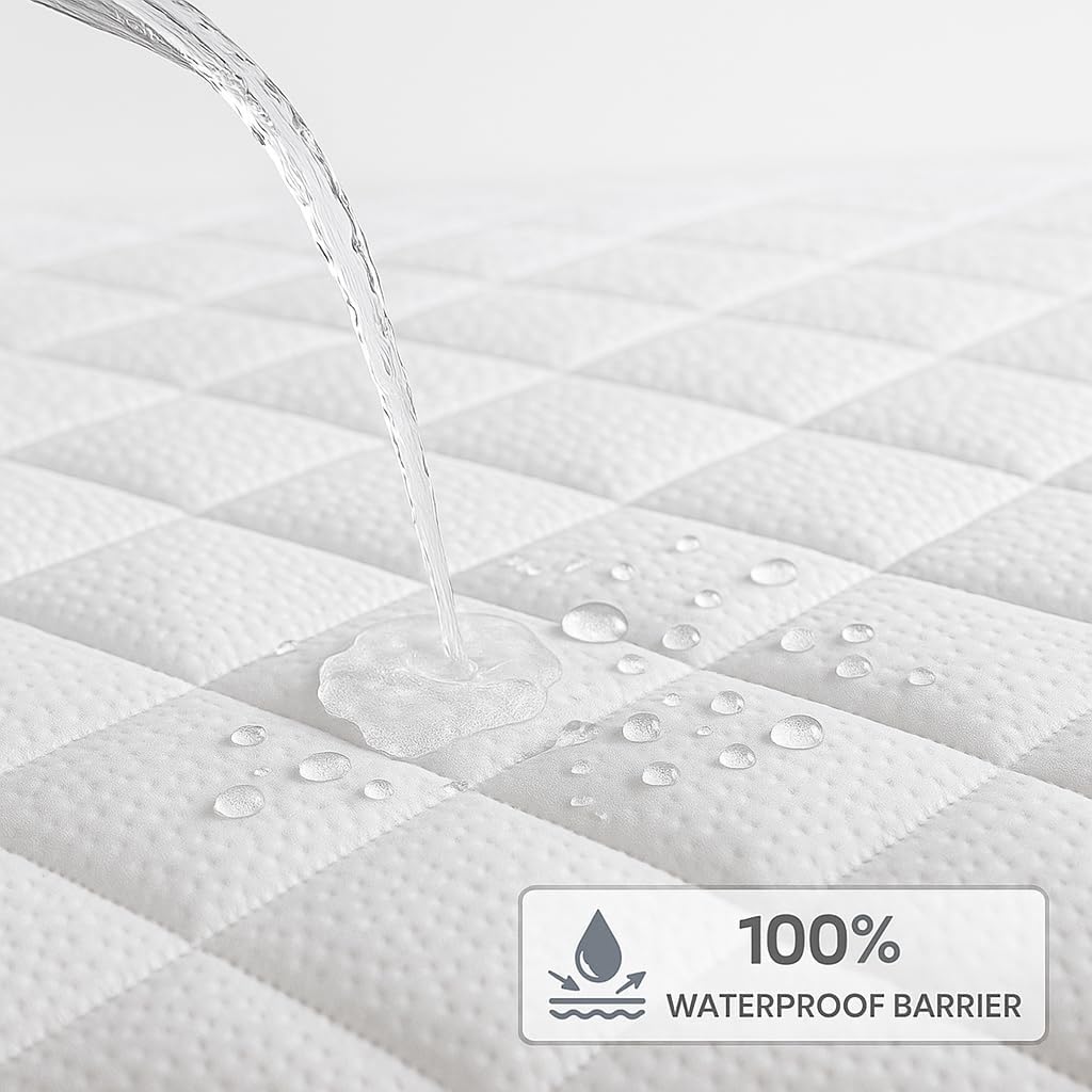 Premium Bamboo Waterproof Mattress Protector – Breathable & Hypoallergenic Fitted Cover