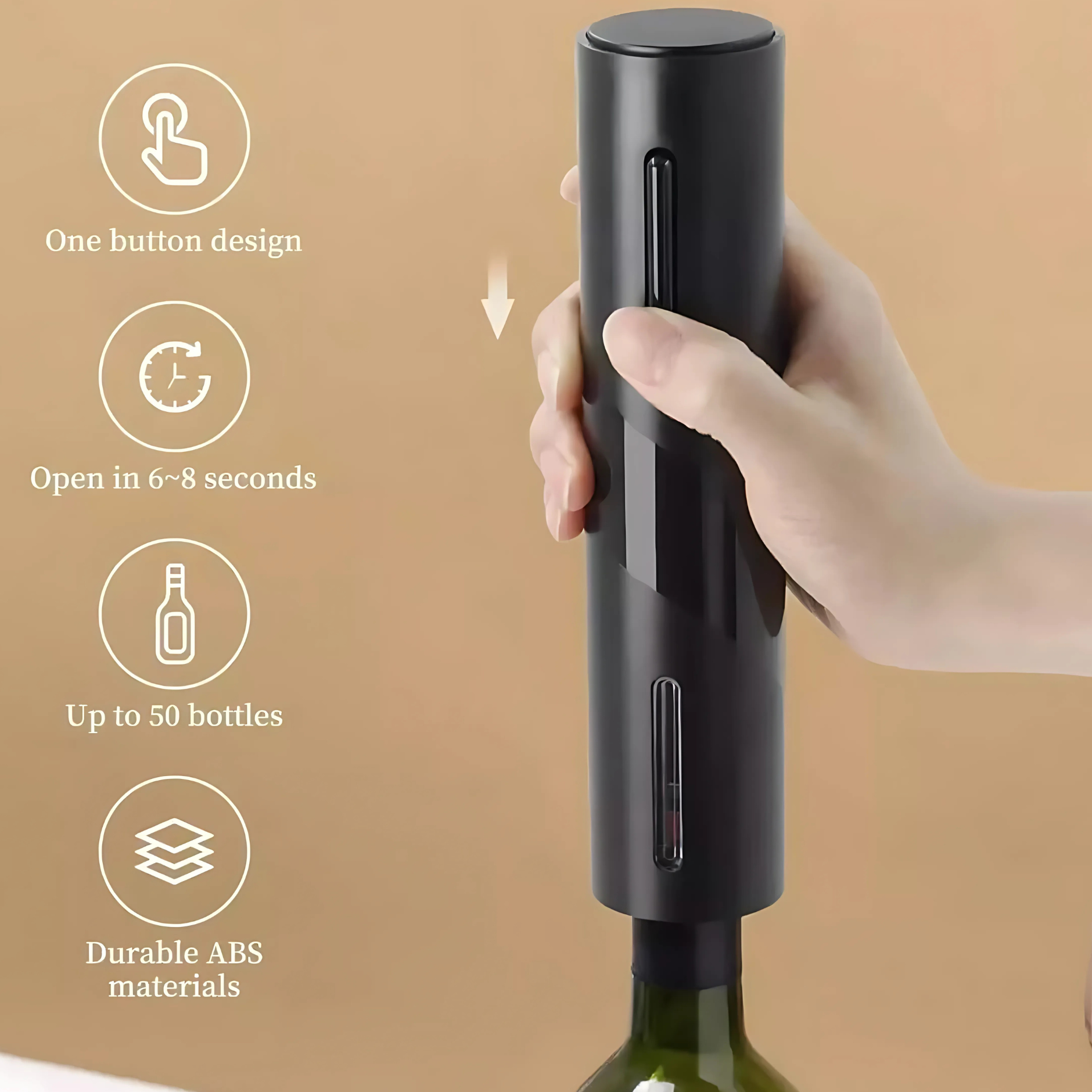 Automatic Electric Wine Bottle Opener Gift Set – Rechargeable, with Foil Cutter, Wine Pourer &amp; Vacuum Stoppers - 4A's Global
