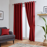 Red Thermal Blackout Eyelet Curtains – Ready Made Insulated Privacy &amp; Noise Reducing Drapes