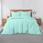 Premium King Size Percale Duvet Cover Set Plain Dyed 3 Piece Bedding Set with 2 Matching Pillowcases Soft Breathable Fabric Sea Green - 4A's Global