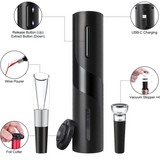 Automatic Electric Wine Bottle Opener Gift Set – Rechargeable, with Foil Cutter, Wine Pourer &amp; Vacuum Stoppers - 4A's Global