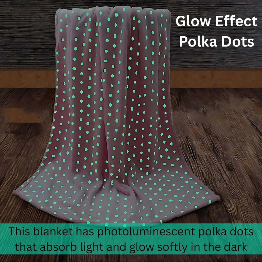 Polka Dot Fleece Throw – Ultra Plush Microfiber Blanket for Sofa, Bed &amp; Pets Super Soft Glow-in-the-Dark - 4A's Global