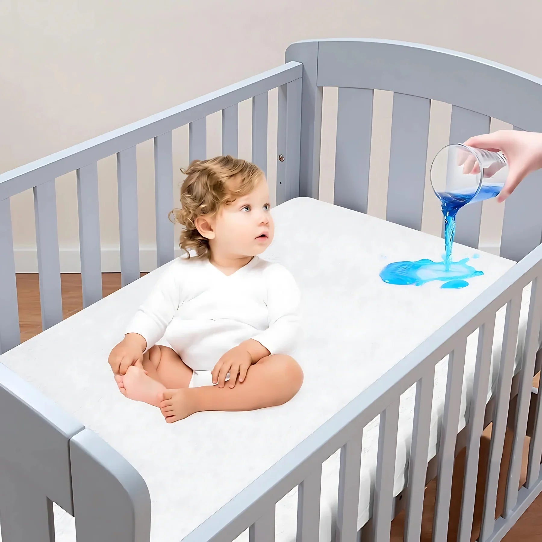 Terry Cot Waterproof Mattress Protector Soft Terry Towel Comfort Aloe Vera Treated for Toddlers Newborns Crib Cradle Cot Breathable Machine Wash Noiseless for Toddlers - 4A's Global