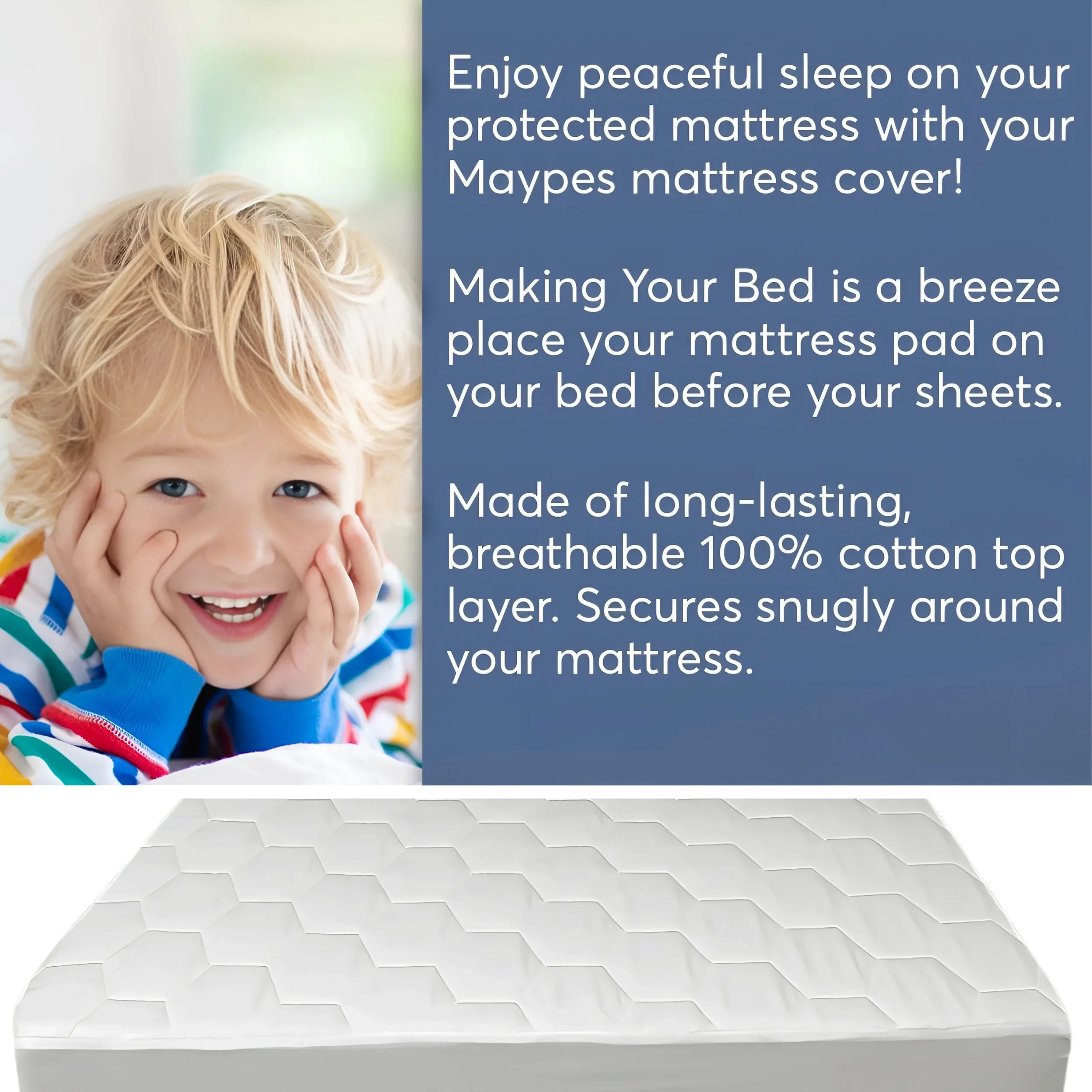 Baby Cot Mattress Protector Microfiber in Hexagonal Design  360 Elasticated Ultra Soft Breathable Machine Wash Noiseless for Toddlers Mattress Topper Protector Bed Sheet Kids Bedding Hypoallergenic - 4A's Global