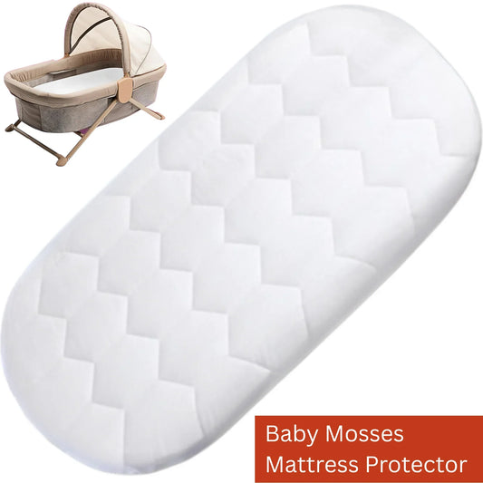 Baby Mattress Protector for Moses Basket, Cradle, Bassinet, Crib &amp; Pram Basket – Soft, Breathable &amp; Gentle Cover Hexagonal Design (75x37+15cm) - 4A's Global
