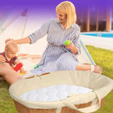 Baby Mattress Protector for Moses Basket, Cradle, Bassinet, Crib &amp; Pram Basket – Soft, Breathable &amp; Gentle Cover Hexagonal Design (75x37+15cm) - 4A's Global