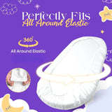 Baby Mattress Protector for Moses Basket, Cradle, Bassinet, Crib &amp; Pram Basket – Soft, Breathable &amp; Gentle Cover Hexagonal Design (75x37+15cm) - 4A's Global