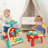 2-in-1 Baby Walker & Activity Table Baby Walker &amp; Activity Center – Musical Push Toy with Basketball Hoop, Piano Keys &amp; Building Blocks (12–36 Months) - 4A's Global