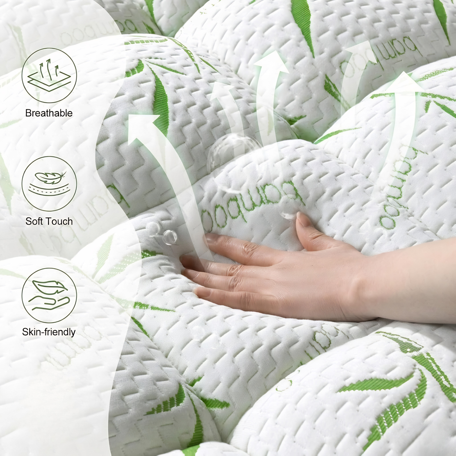 10cm Bamboo Cloud Mattress Topper | Extra Thick 4-Inch Luxury Loft | Breathable, Cooling & Hypoallergenic | Hotel Quality Bed Topper (UK Standard) - 4A's Global