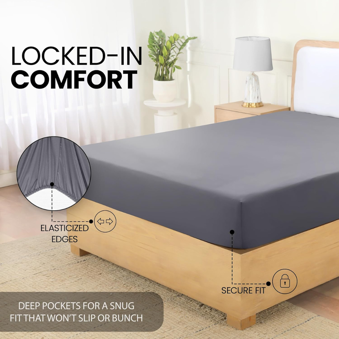 Extra Deep 30cm Fitted Bed Sheet – Luxury Hotel-Quality Deep Pocket Sheet for Perfect Mattress Fit - 4A's Global