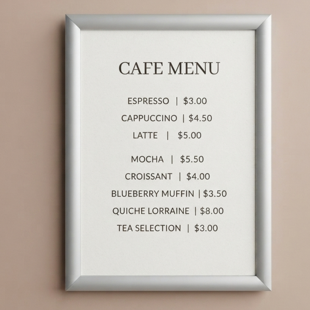 A2 Snap Frame Poster Holder Wall Display Silver Aluminium for Retail and Office - SGM - 4A's Global