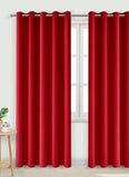 Thermal Thick Blackout Eyelet Ring Curtain - Blackout Curtains - Red