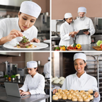 Chef Skull Cap Breathable Polycotton Kitchen Headwear White Pack of 1 2 3 or 4 - High Living - 4A's Global