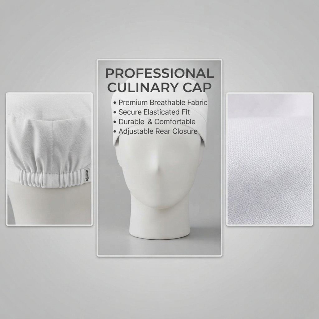 Chef Skull Cap Breathable Polycotton Kitchen Headwear White Pack of 1 2 3 or 4 - High Living - 4A's Global