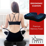 Memory Foam Seat Cushion – Ergonomic Cooling Comfort for Office, Car &amp; Home | 45x35cm | Black - 4A's Global