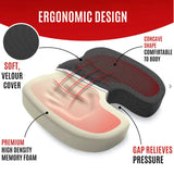 Memory Foam Seat Cushion – Ergonomic Cooling Comfort for Office, Car &amp; Home | 45x35cm | Black - 4A's Global