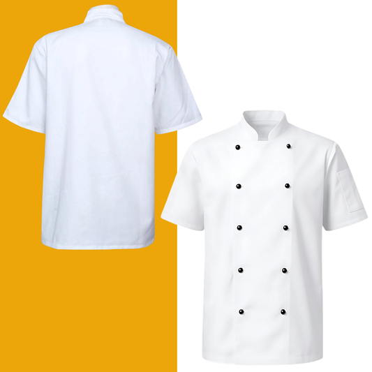 HH Chef Jacket Set  Professional | Short Sleeve | Breathable &amp; Durable Kitchen Uniform | Unisex Culinary Workwear for UK Chefs &amp; Students (Copy) - 4A's Global