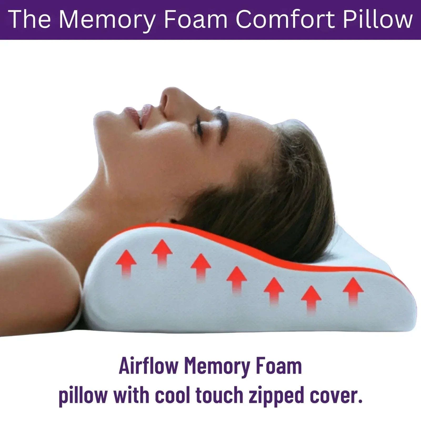 Memory Foam Bounce Back Pillow – Cool Comfort, Fresh Mornings Removable Cover – Ergonomic Contour Neck Support - 4A's Global