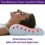 Memory Foam Bounce Back Pillow – Cool Comfort, Fresh Mornings Removable Cover – Ergonomic Contour Neck Support