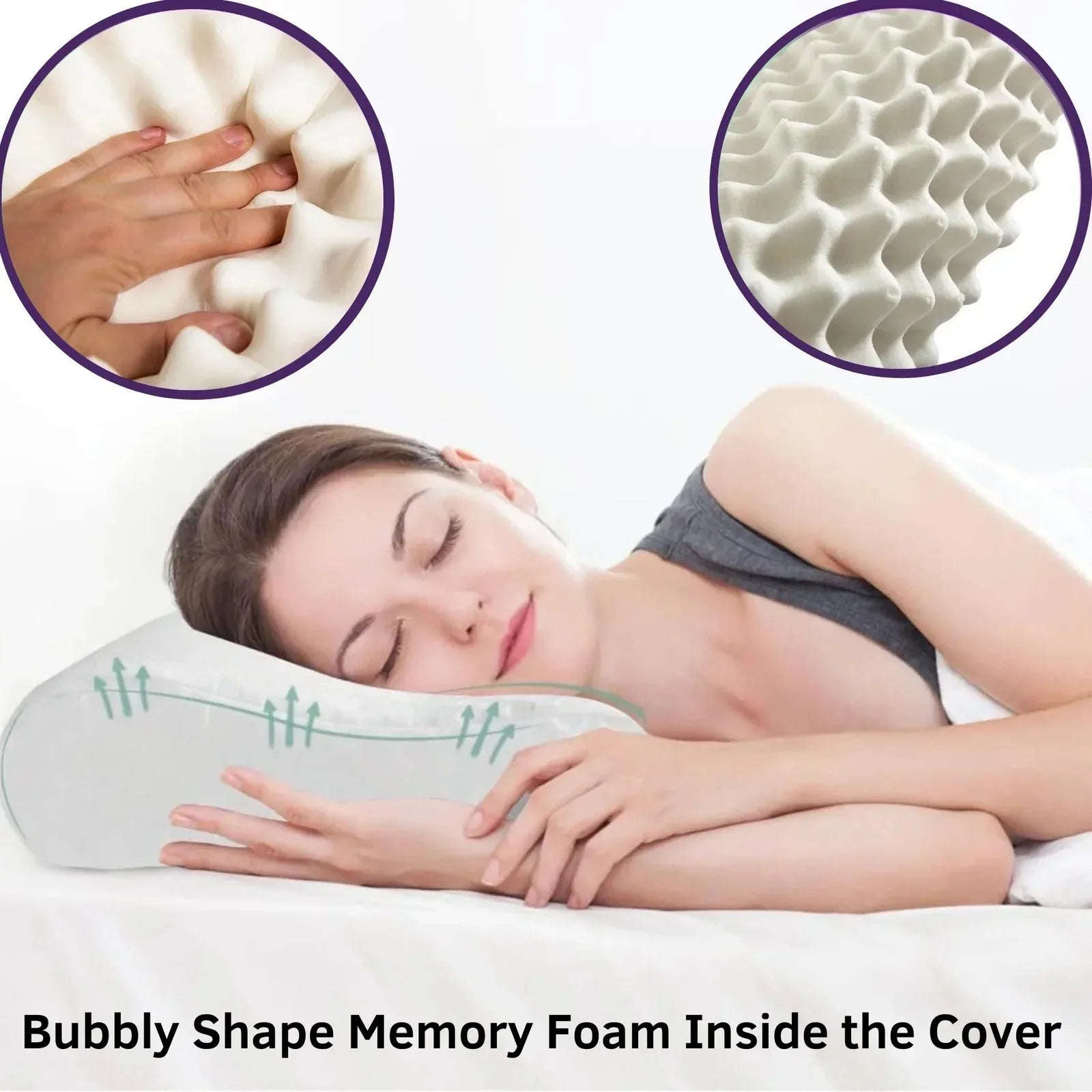 Memory Foam Bounce Back Pillow – Cool Comfort, Fresh Mornings Removable Cover – Ergonomic Contour Neck Support - 4A's Global