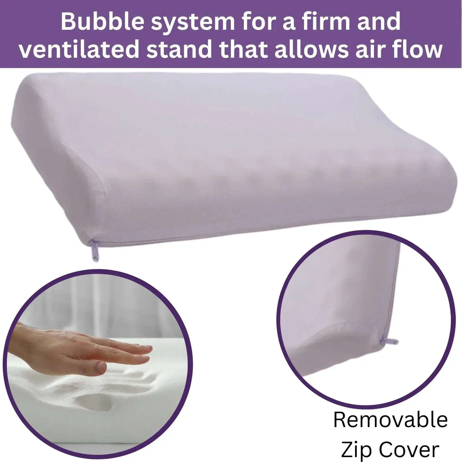 Memory Foam Bounce Back Pillow – Cool Comfort, Fresh Mornings Removable Cover – Ergonomic Contour Neck Support - 4A's Global