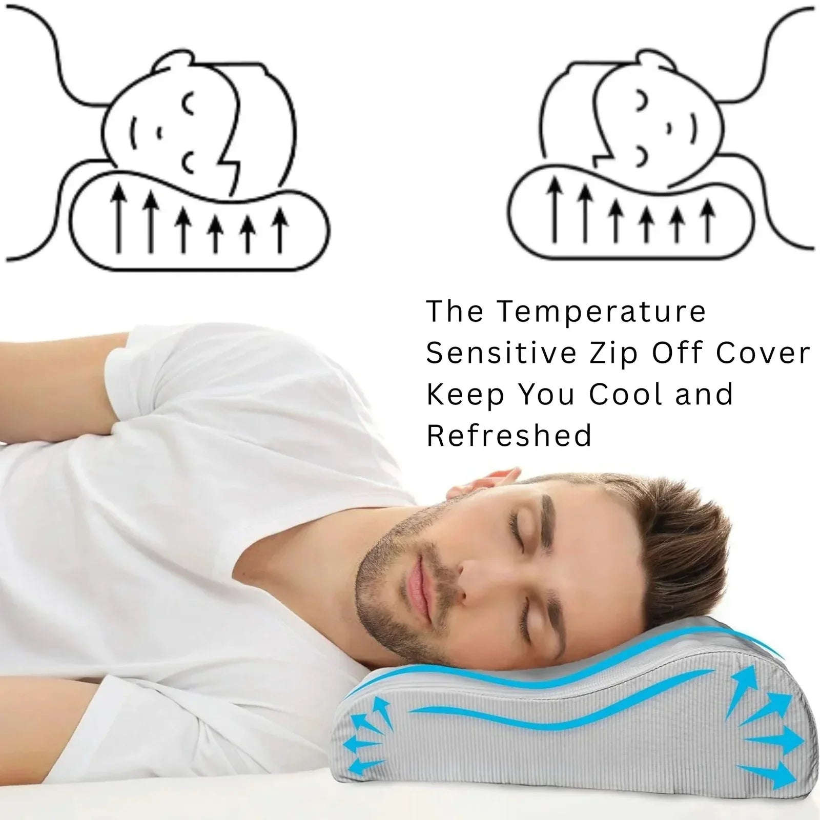 Memory Foam Bounce Back Pillow – Cool Comfort, Fresh Mornings Removable Cover – Ergonomic Contour Neck Support - 4A's Global