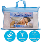 Memory Foam Bounce Back Pillow – Cool Comfort, Fresh Mornings Removable Cover – Ergonomic Contour Neck Support - 4A's Global