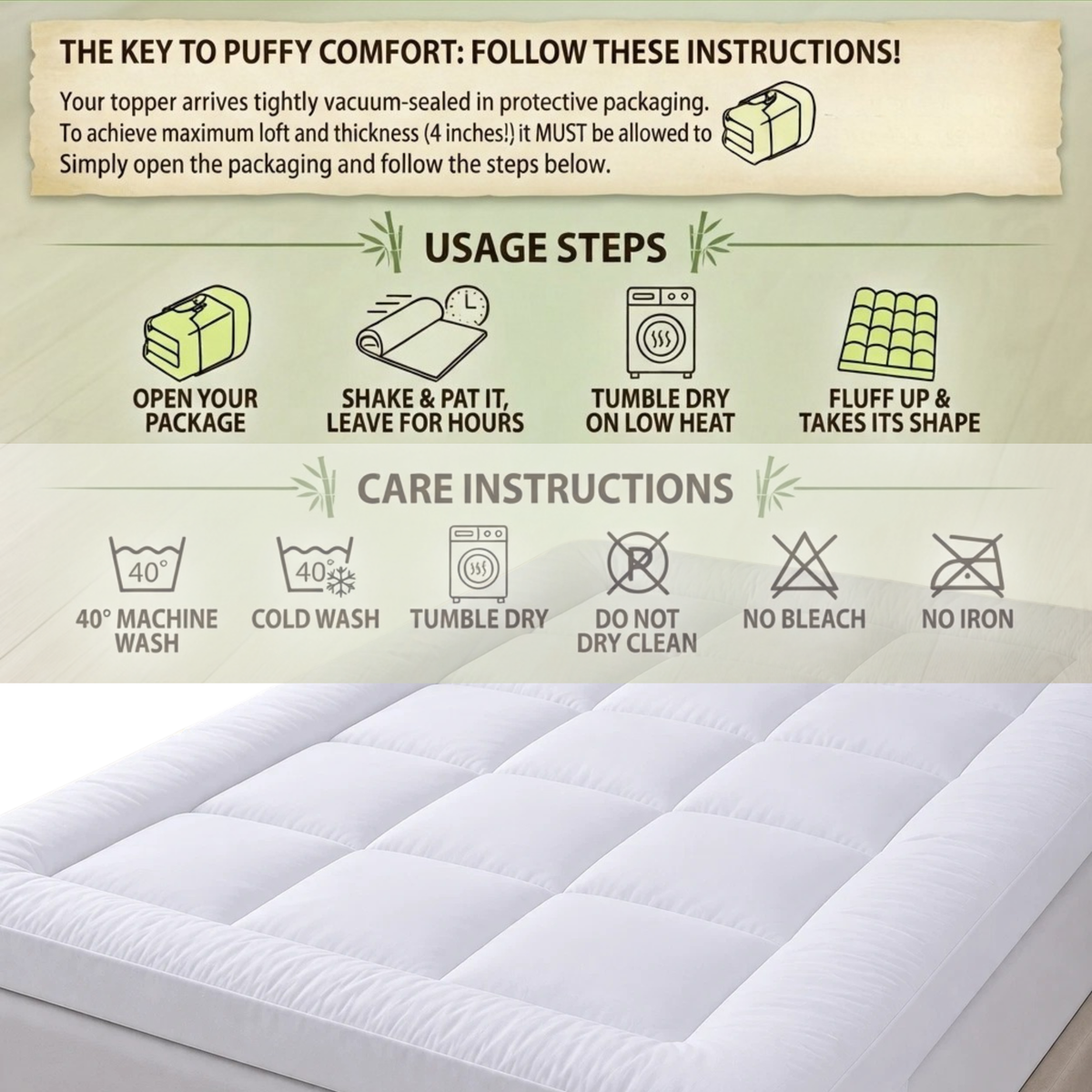 10cm Microfibre Mattress Topper - Extra Deep 4-Inch Hotel Quality Bed Topper (UK Sizes) - HEAVEN HIGH