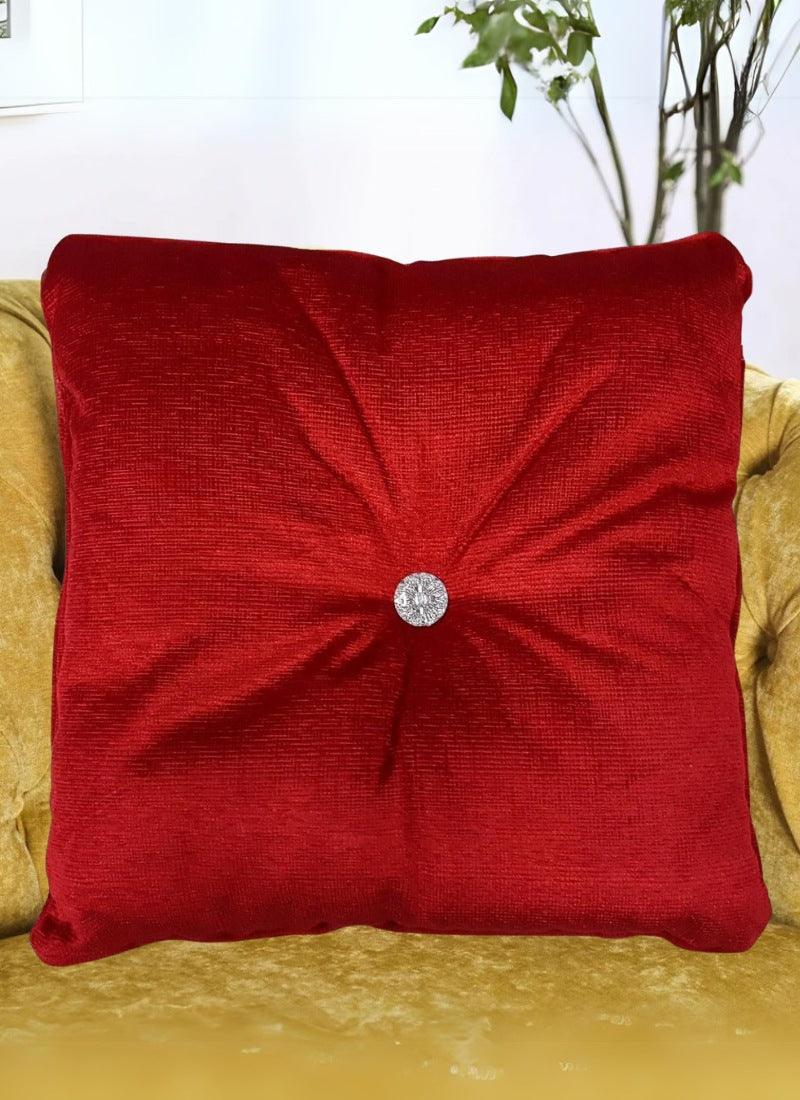 Teddy Bear Cushion with Diamante Button Square Filled  17 inch Panache Havana - 4A's Global