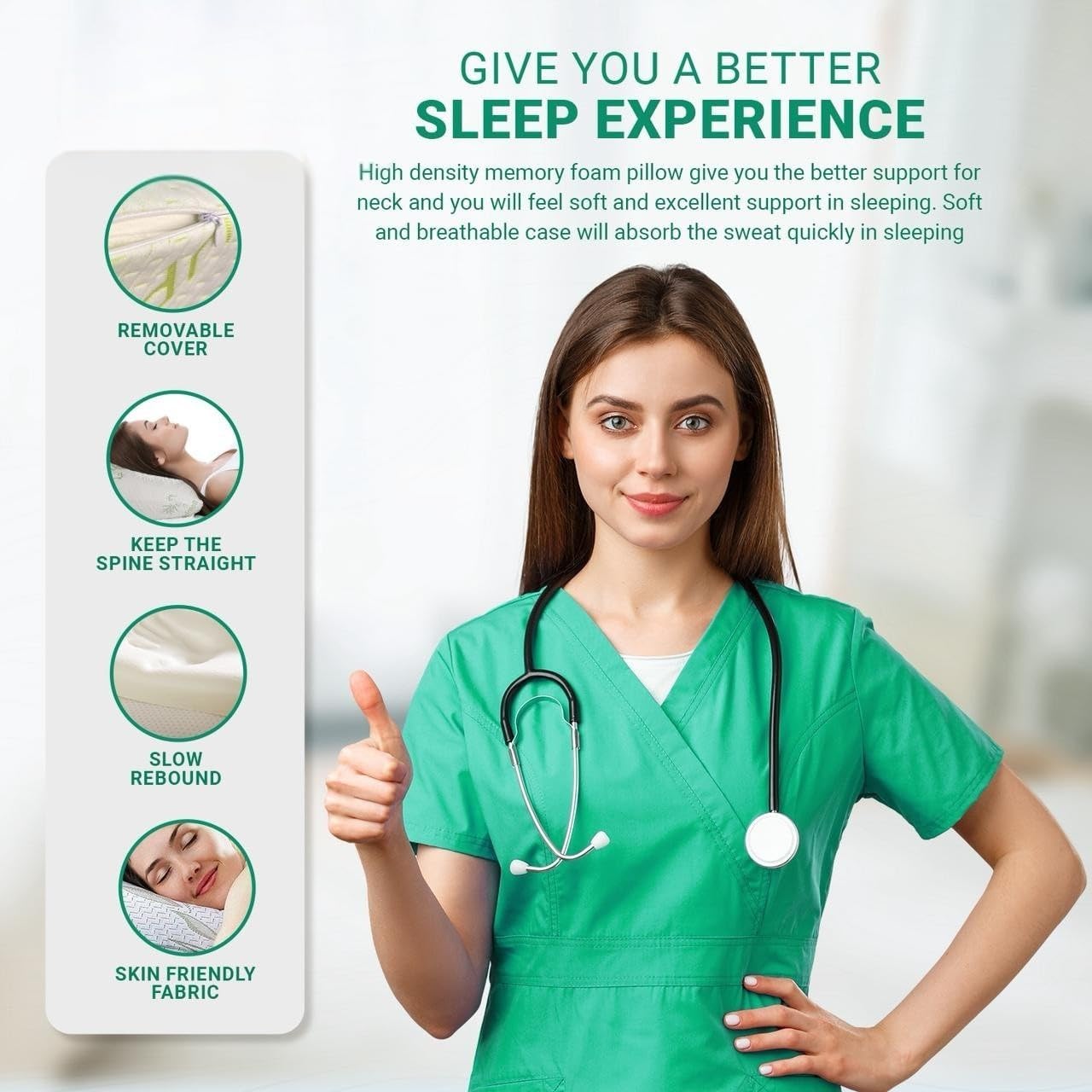 Crushed Memory Foam Bamboo Pillow Adjustable Cooling Hypoallergenic - 4AS - 4A's Global
