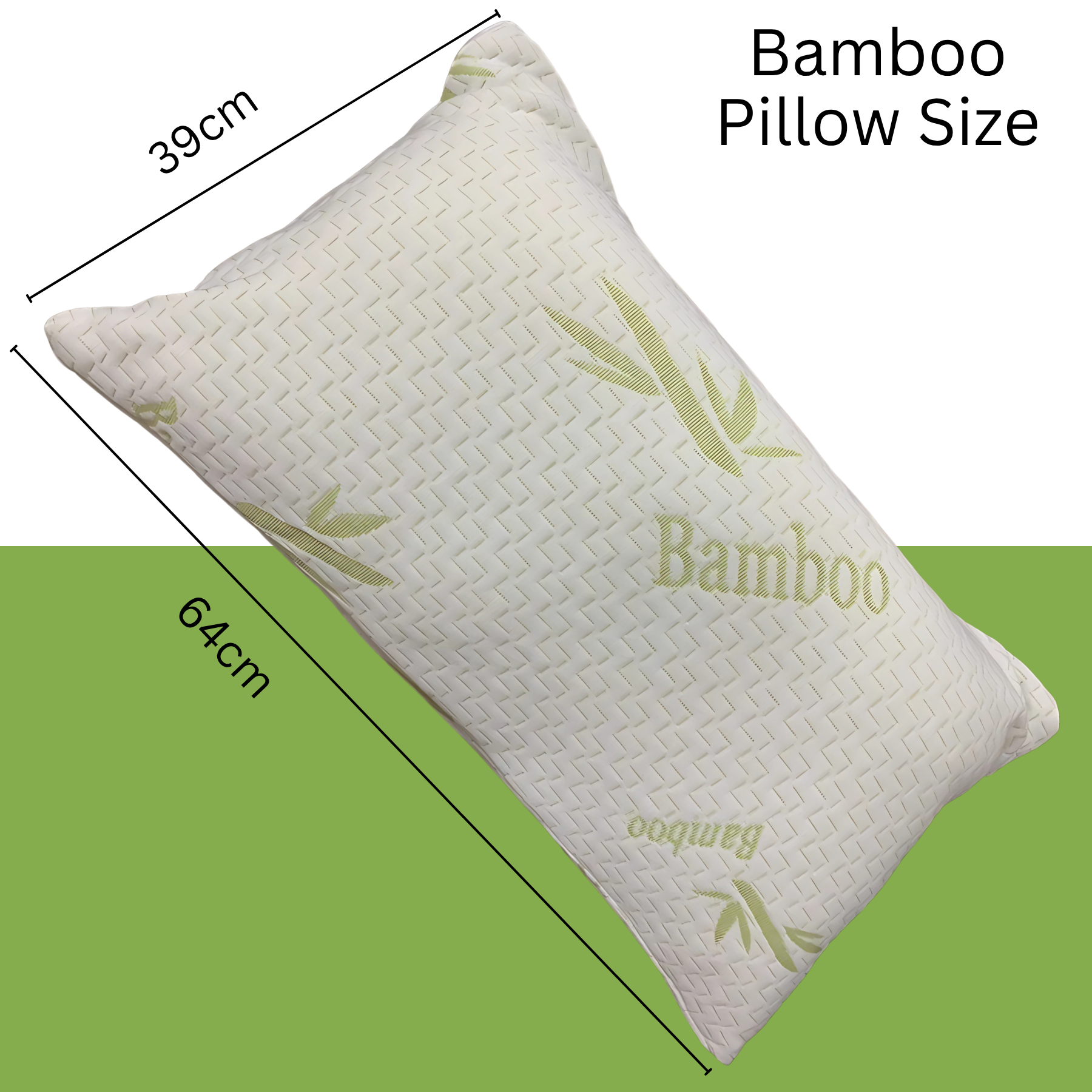 Crushed Memory Foam Bamboo Pillow – Cooling, Adjustable &amp; Hypoallergenic | 39 x 64 x 16 cm / 15.3 x 25.2 x 6.3 in - 4A's Global