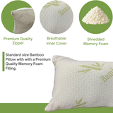 Crushed Memory Foam Bamboo Pillow – Cooling, Adjustable &amp; Hypoallergenic | 39 x 64 x 16 cm / 15.3 x 25.2 x 6.3 in - 4A's Global