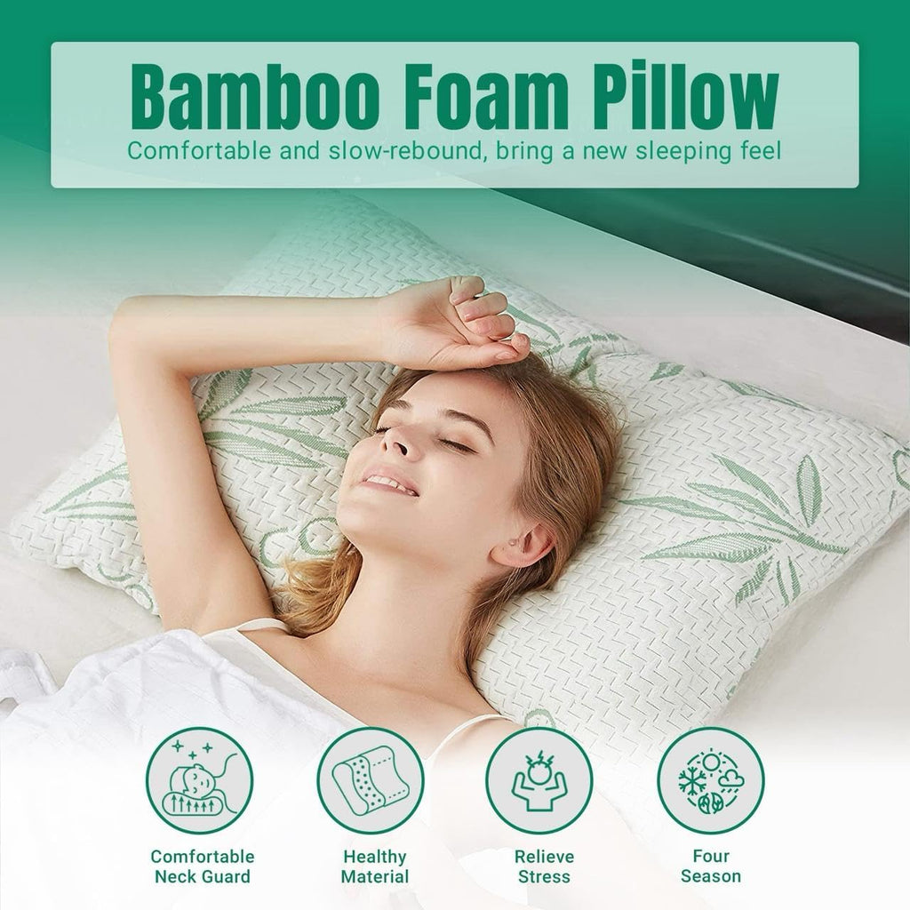 Crushed Memory Foam Bamboo Pillow Adjustable Cooling Hypoallergenic - 4AS - 4A's Global