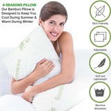 Crushed Memory Foam Bamboo Pillow – Cooling, Adjustable &amp; Hypoallergenic | 39 x 64 x 16 cm / 15.3 x 25.2 x 6.3 in - 4A's Global