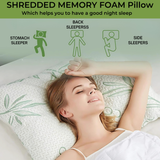 Crushed Memory Foam Bamboo Pillow – Cooling, Adjustable &amp; Hypoallergenic | 39 x 64 x 16 cm / 15.3 x 25.2 x 6.3 in - 4A's Global