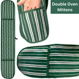 Double Oven Mittens Gloves – Cotton Heat Resistant Kitchen Mitts for Everyday Cooking &amp; Baking