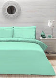 Double Duvet Cover - Plain Dyed Percale Duvet Quilt Cover Navy Solid Soft Double Bedding Duvet Cover Set with 2 Matching Pillowcases - Sea Green - 4A's Global