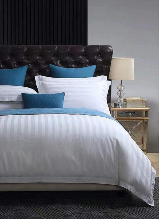 Microfibre Duvet Cover Satin Stripe  Bedding Set Quilt Duvet Covers, Solid Soft & Comfy Bedding Cover Set Breathable Machine Wash - 4A's Global