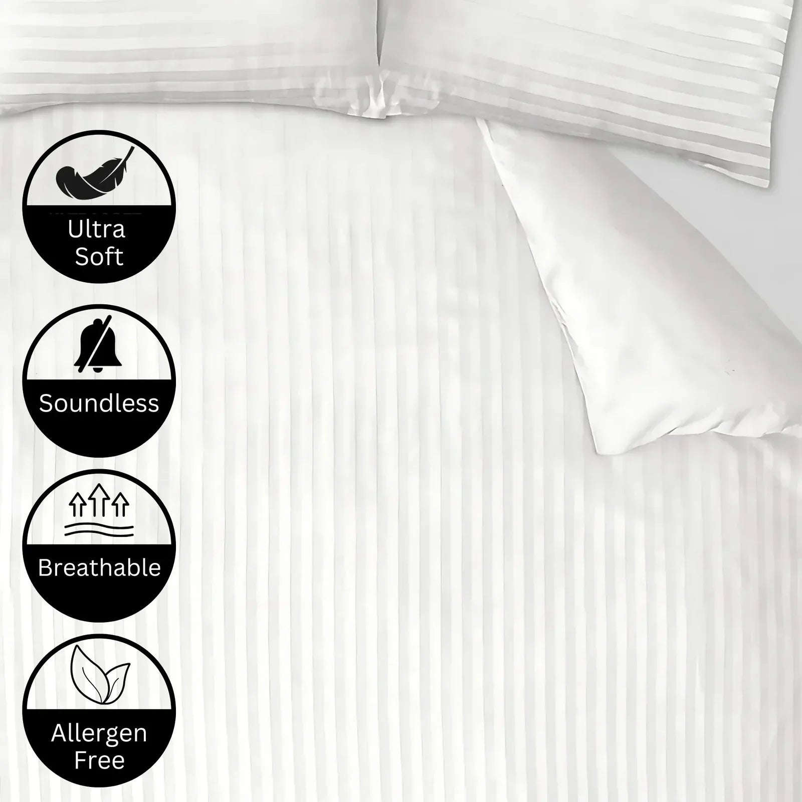 Luxury Microfiber Satin Stripes Duvet Cover Set with Pillowcases – 5 Star Hotel Quality Bedding - 4A's Global