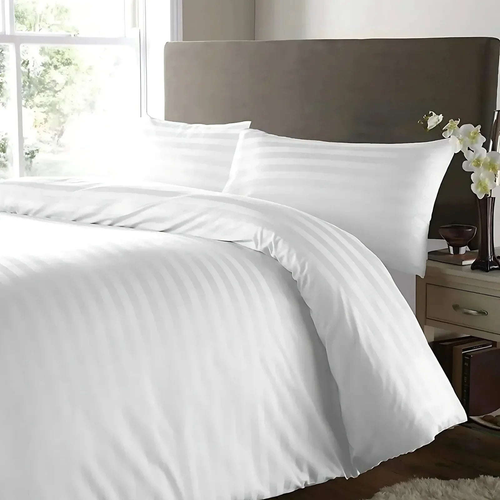 Luxury Microfiber Satin Stripes Duvet Cover Set with Pillowcases – 5 Star Hotel Quality Bedding - 4A's Global